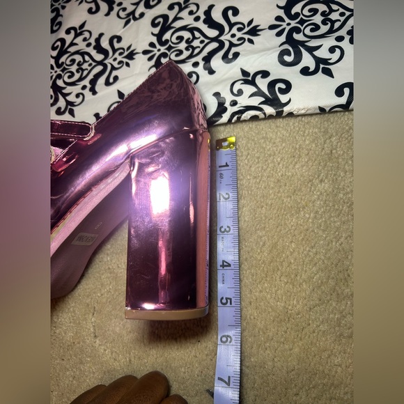 NWOT Pink Metallic Platform Heels Mary Jane - Picture 8 of 11
